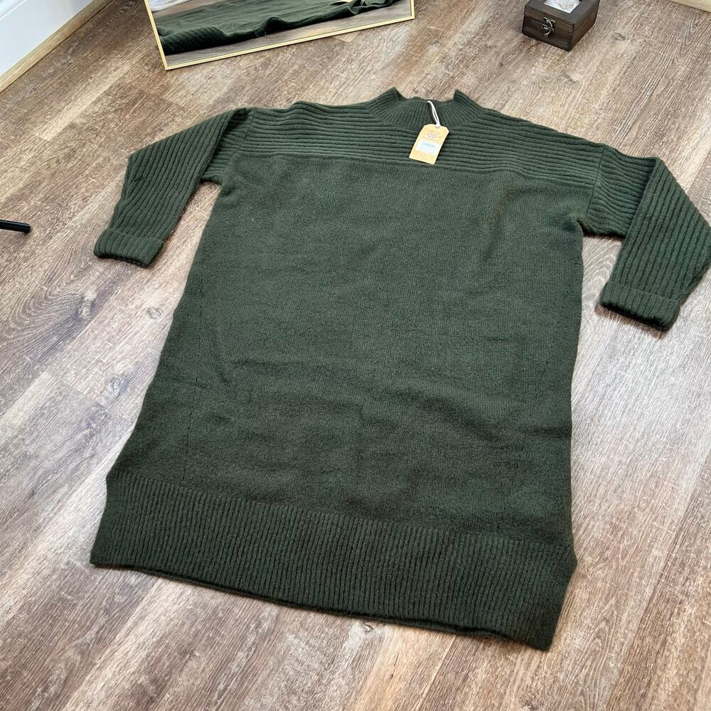 NWT Fat face Rosie sweater Dress Dark Green Color turtle mock neck - Picture 2 of 6
